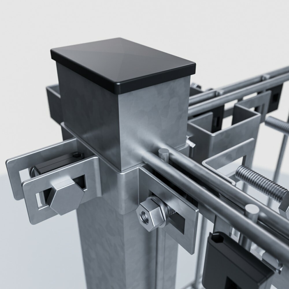 3D-Rendering-silberner-Doppelstabmattenzaun