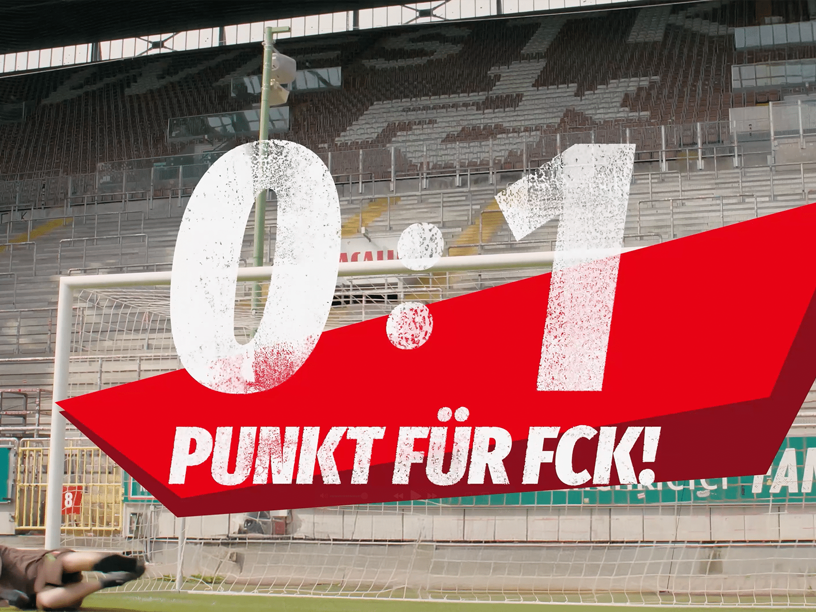 Finaler Schriftzug der Commercial besagt 0:1 Punkt für FK